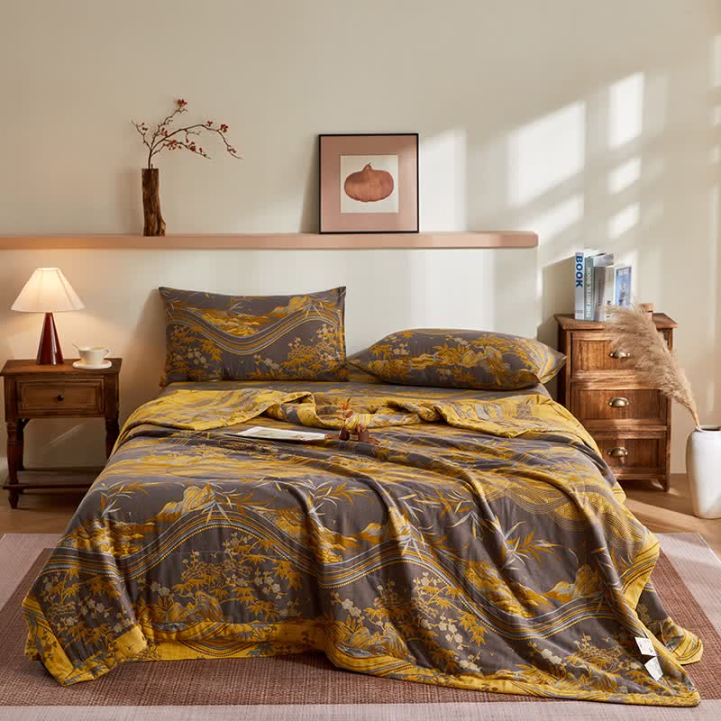 Cotton Gauze Mountain & Bamboo Jacquard Quilt