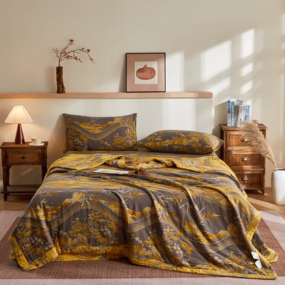 Cotton Gauze Mountain & Bamboo Jacquard Quilt