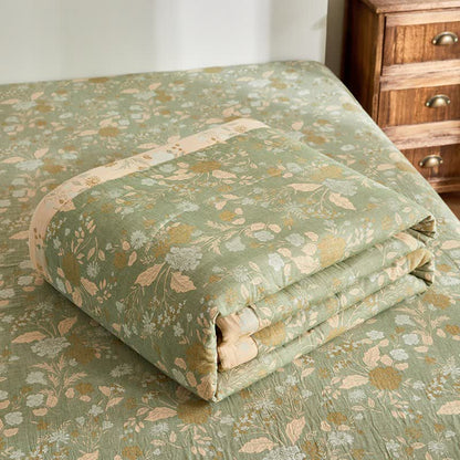 Cotton Gauze Floral Leaf Jacquard Quilt