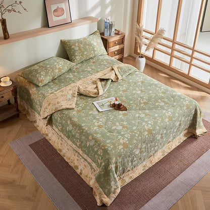 Cotton Gauze Floral Leaf Jacquard Quilt