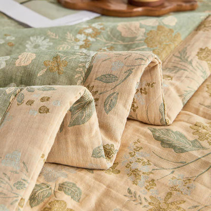 Cotton Gauze Floral Leaf Jacquard Quilt