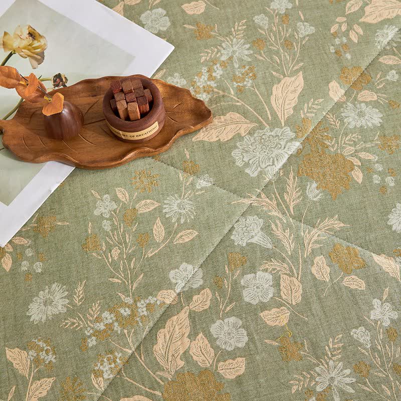 Cotton Gauze Floral Leaf Jacquard Quilt