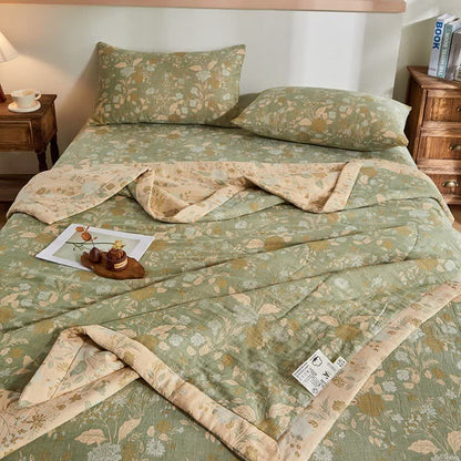 Cotton Gauze Floral Leaf Jacquard Quilt