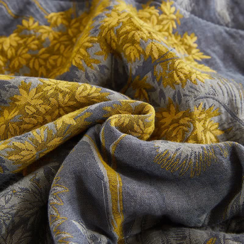 Cotton Gauze Botanical Tree Jacquard Quilt