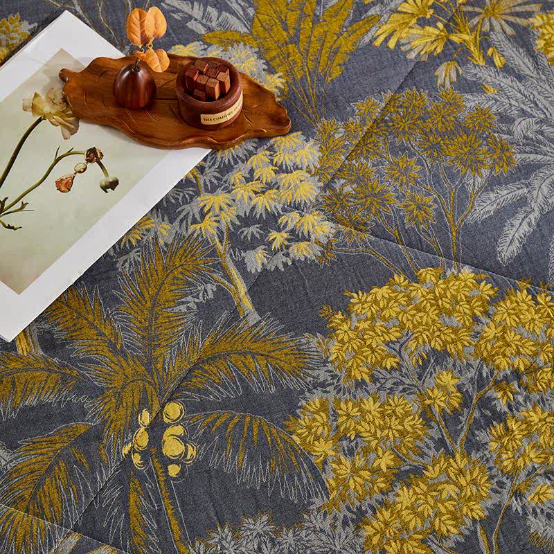 Cotton Gauze Botanical Tree Jacquard Quilt
