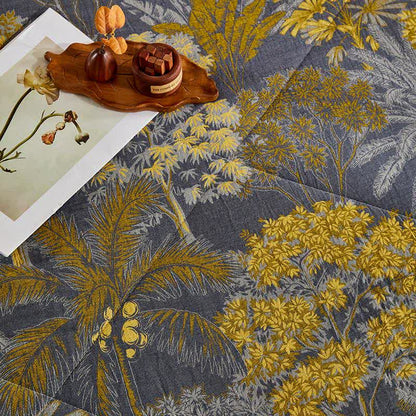 Cotton Gauze Botanical Tree Jacquard Quilt