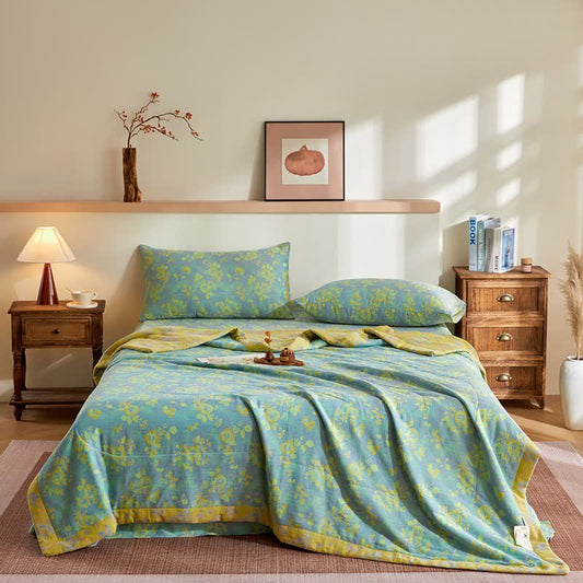 Cotton Gauze Romantic Rose Jacquard Quilt