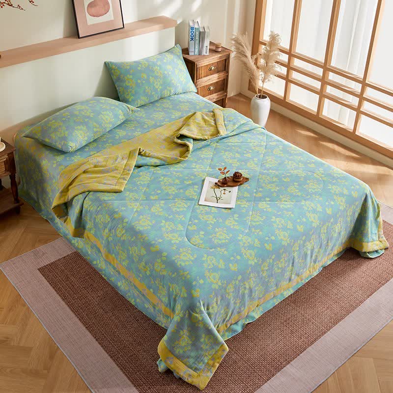 Cotton Gauze Romantic Rose Jacquard Quilt