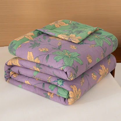 Lily Floral Print Cotton Linen Quilt