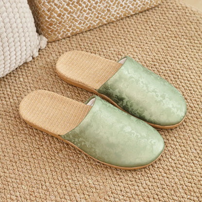 Elegant Jacquard Print Linen House Slippers