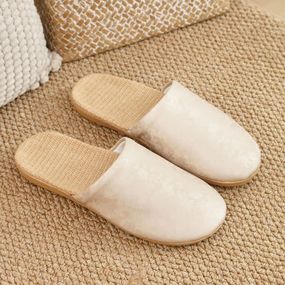 Elegant Jacquard Print Linen House Slippers