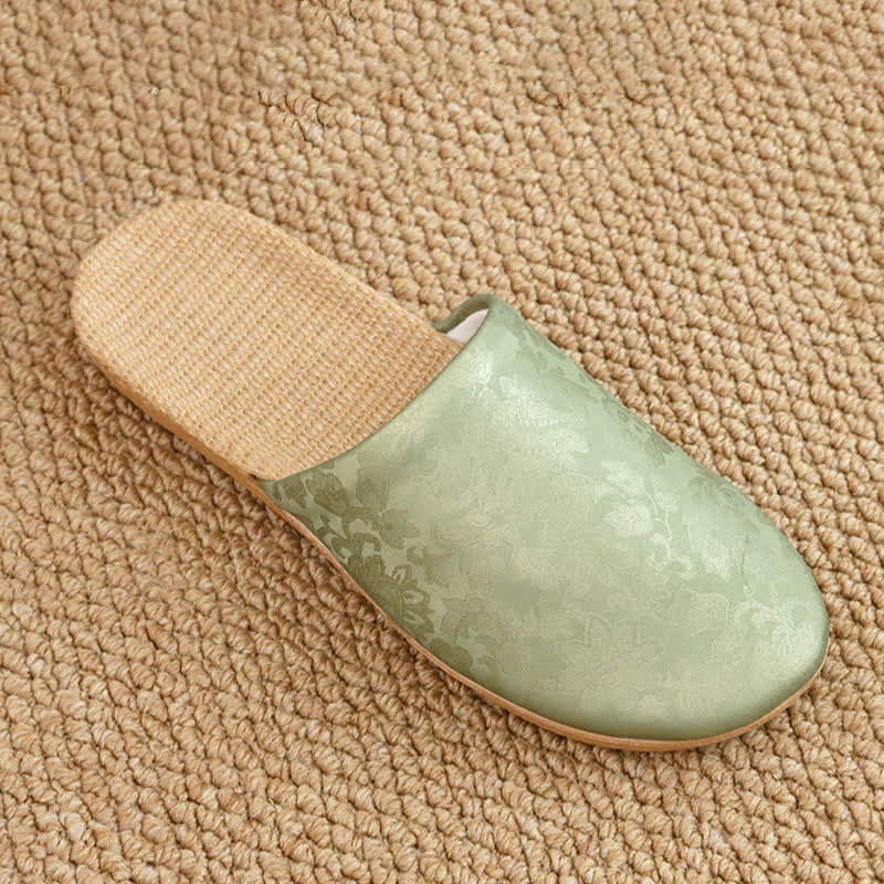 Elegant Jacquard Print Linen House Slippers