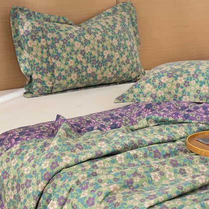 Crabapple Blossom-Inspired Cotton Linen Quilt