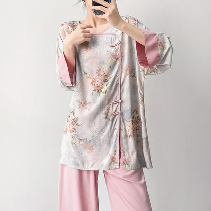 Pink Floral Eastern-Inspired Loungewear Set