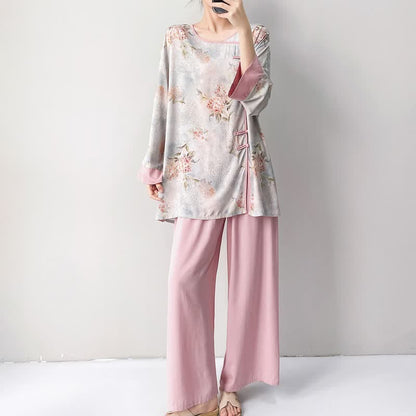 Pink Floral Eastern-Inspired Loungewear Set