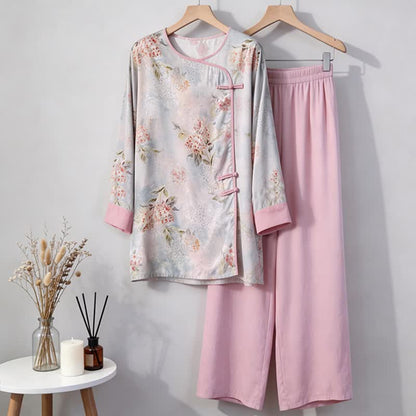 Pink Floral Eastern-Inspired Loungewear Set