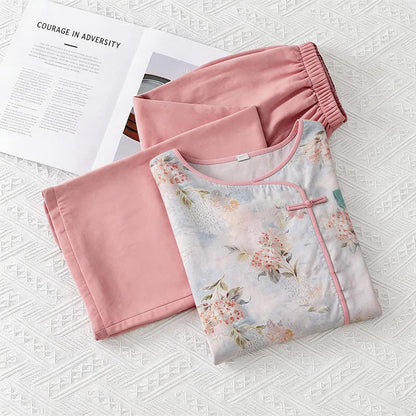 Pink Floral Eastern-Inspired Loungewear Set