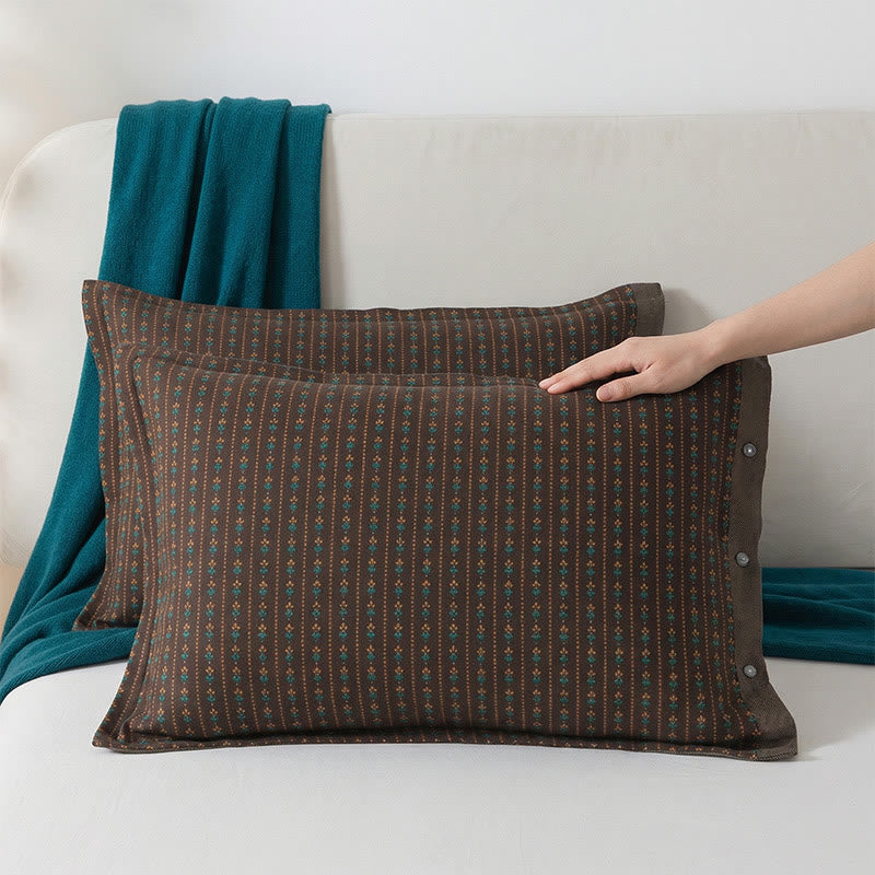 Vintage Bohemia Button Pure Cotton Pillowcases (2PCS)