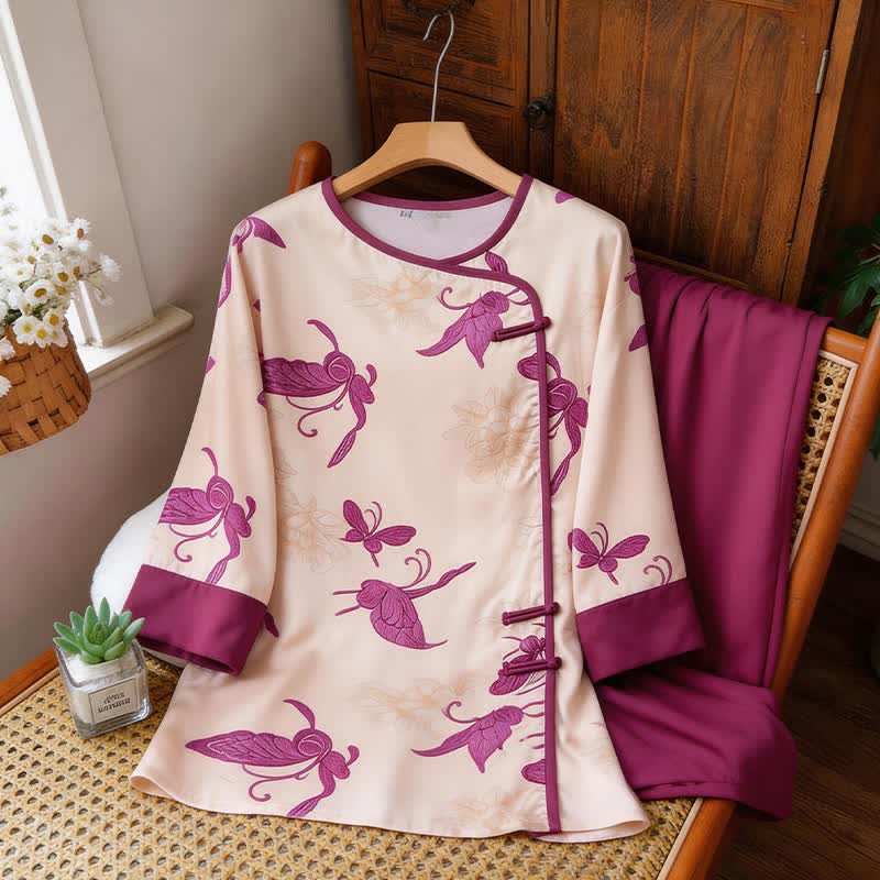 Artsitic Butterfly Eastern-Inspired Loungewear Set
