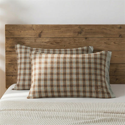 Vintage Plaid Button Pure Cotton Pillowcases (2PCS)