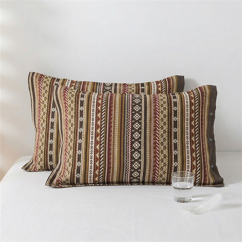 Bohemia Button Pure Cotton Pillowcases (2PCS)