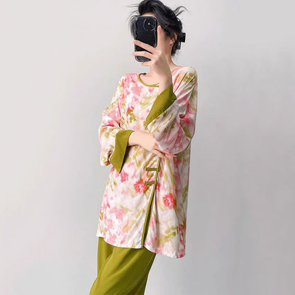 Oriental Cherry Blossom-Inspired Pajama Set