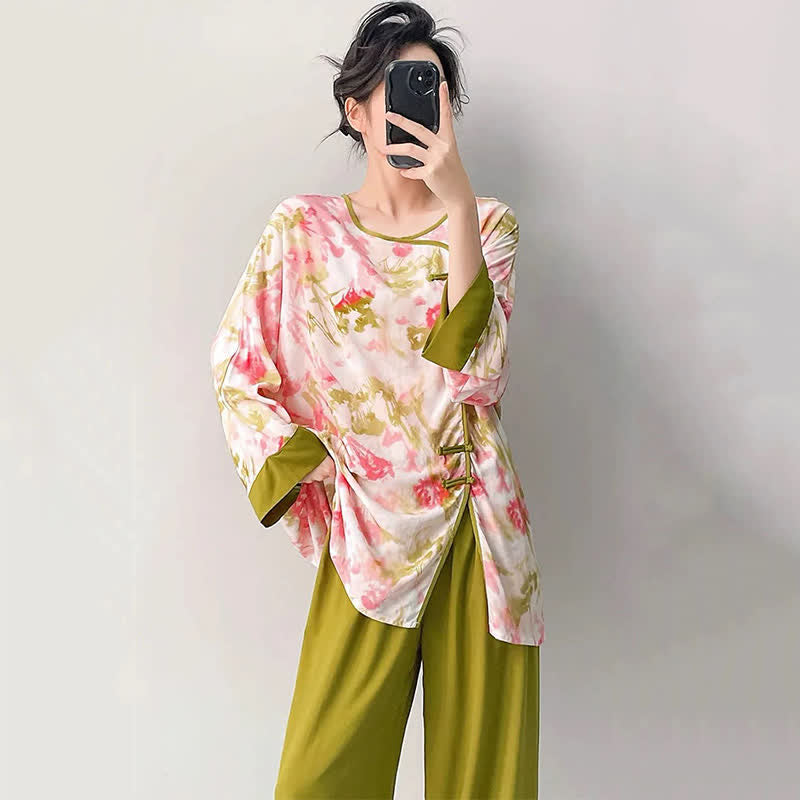 Oriental Cherry Blossom-Inspired Pajama Set
