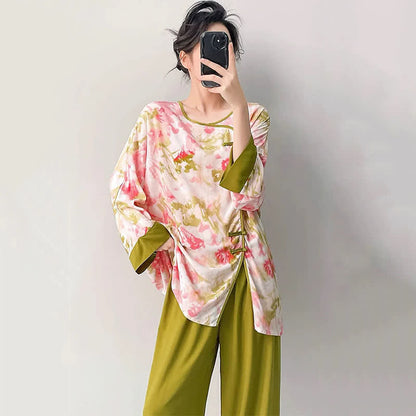 Oriental Cherry Blossom-Inspired Pajama Set