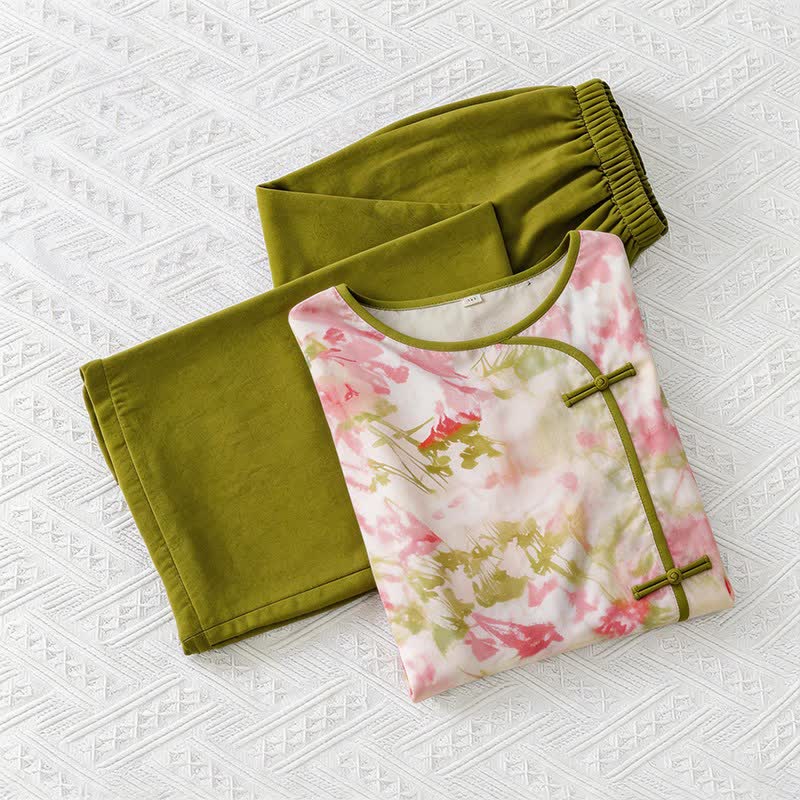 Oriental Cherry Blossom-Inspired Pajama Set
