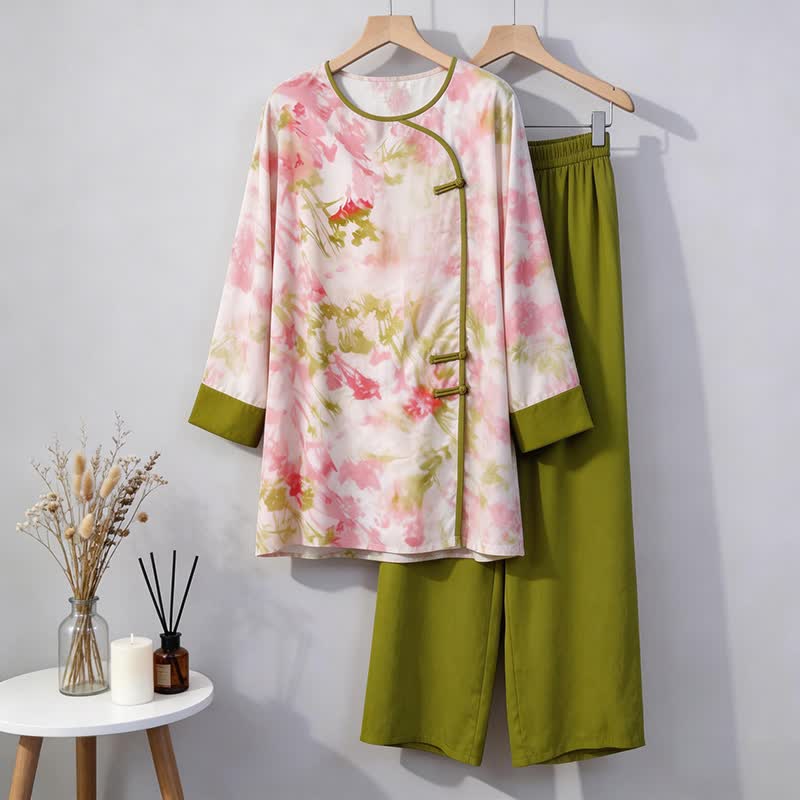 Oriental Cherry Blossom-Inspired Pajama Set