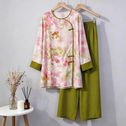 Oriental Cherry Blossom-Inspired Pajama Set