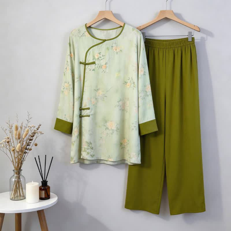 Fresh Floral Eastern-Inspired Pajama Set