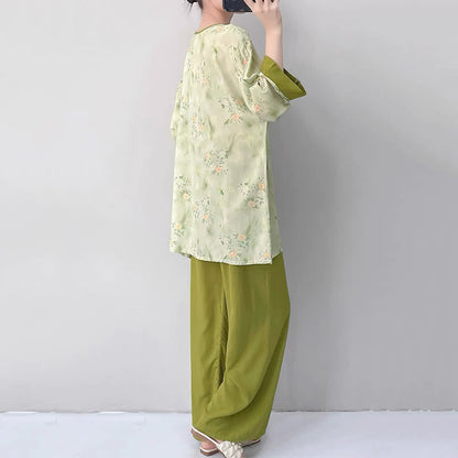 Fresh Floral Eastern-Inspired Pajama Set