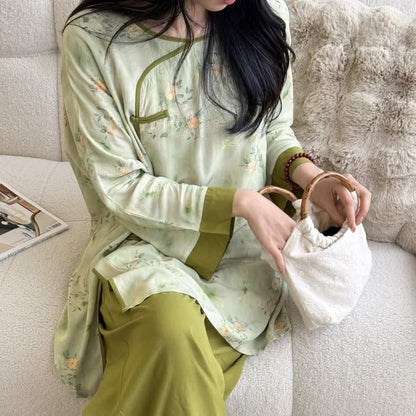Fresh Floral Eastern-Inspired Pajama Set