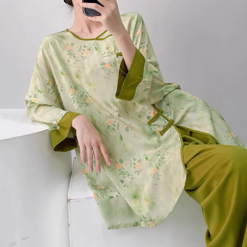 Fresh Floral Eastern-Inspired Pajama Set