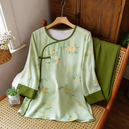 Fresh Floral Eastern-Inspired Pajama Set