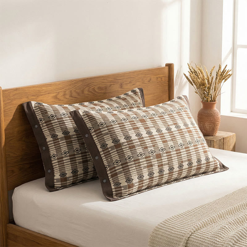 Diamond Button Cotton Pillowcases (2PCS)