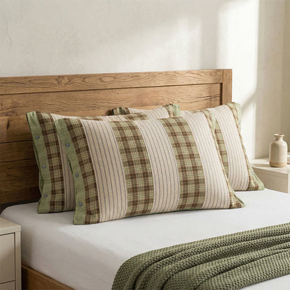 Plaid Stripe Pure Cotton Pillowcases (2PCS)