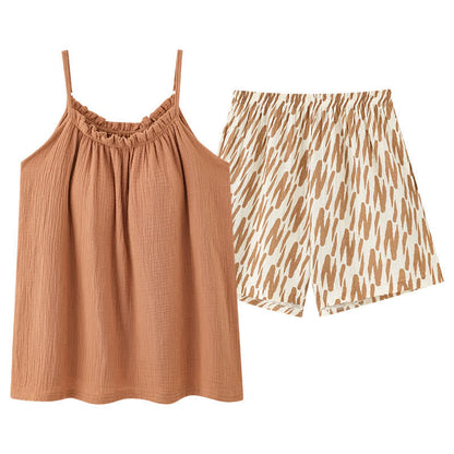 Cami & Abstract Striped Shorts Pajama Set