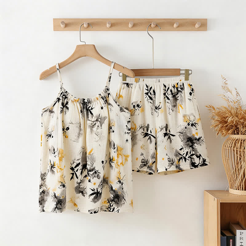 Ink Wash Cotton Gauze Cami Pajamas