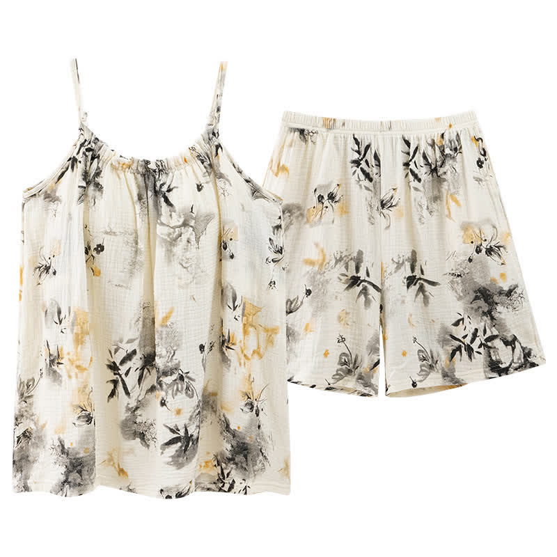 Ink Wash Cotton Gauze Cami Pajamas