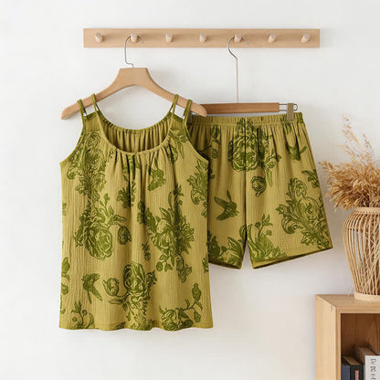 Vintage Floral Bird Cami & Shorts Pajamas