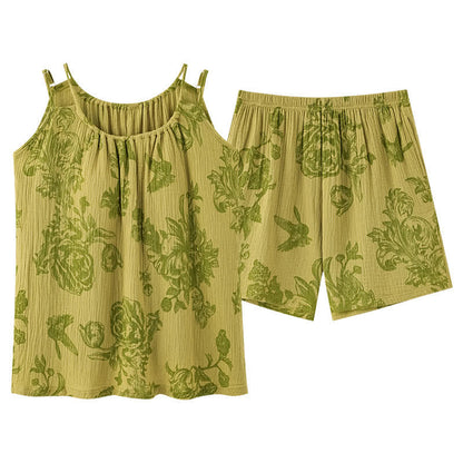 Vintage Floral Bird Cami & Shorts Pajamas