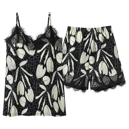Abstract Floral Cotton Cami & Shorts Pajamas
