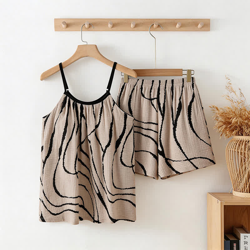 Artistic Wave Cotton Gauze Cami Pajamas