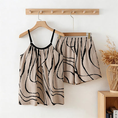 Artistic Wave Cotton Gauze Cami Pajamas