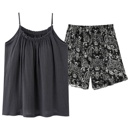 Cami & Vintage Pattern Shorts Pajama Set