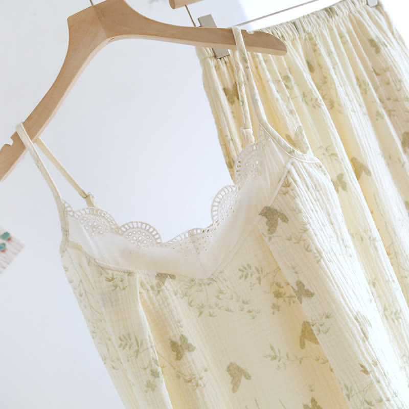 Butterfly & Leaf Pure Cotton Loungewear Set(3PCS)