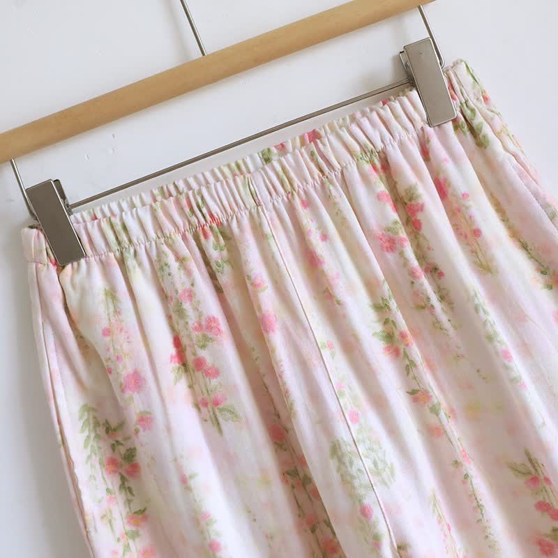 Romantic Rose Cotton V-Neck Pajama Set(3PCS)