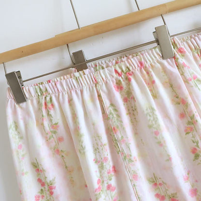 Romantic Rose Cotton V-Neck Pajama Set(3PCS)